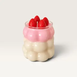 Strawberry Dessert Scented Candle in Bubble Glass Jar (Available In Scents and Colors)