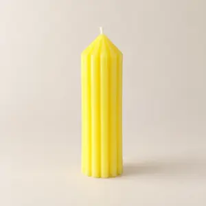 Tall Ribbed Pillar Scented Candle (Available In Scents and Colors)