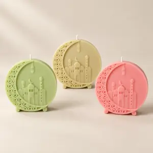 Round Ramadan Mosque and Crescent Candle (Available In Scents and Colors)