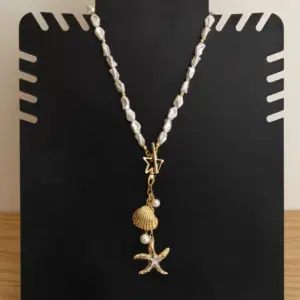 Handcrafted Contemporary Necklace in faux pearl with Distinctive Detail