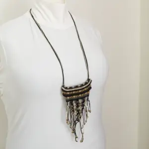 Handcrafted Layered Copper Fringe Macramé Necklace