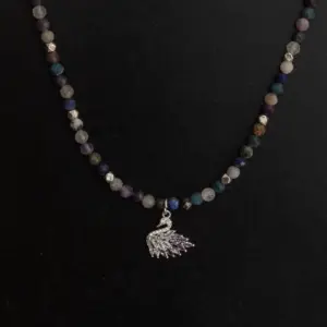 Handcrafted Onyx Swarovski Pendant Necklace with Distinctive Detail