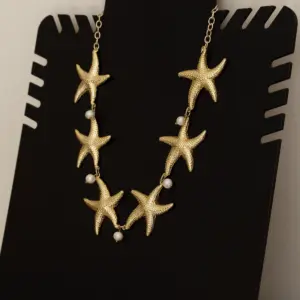 Handcrafted Gold Starfish Cultured Pearl Necklace