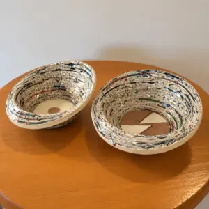 Circle Pattern Mini Recycled Newspaper Serving Dish, 7x15 cm