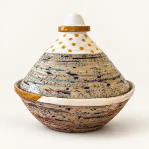 Handmade Covered Recycled Newspaper Serving Dish, 18x20 cm