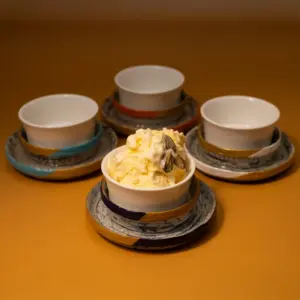 Ceramic Bowl Set with Recycled Newspaper Bases, 4 Pieces, 6x12 cm