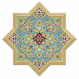 Eight-Point Star Arabesque Wooden Wall Art – 50x50 cm