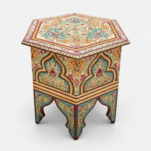 Multicolor Hexagonal Arabesque Side Table – 45x45x45 cm