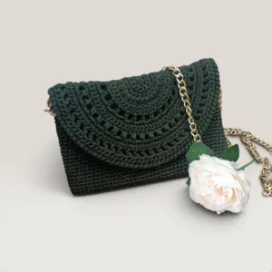 Handmade Crochet Crossbody Everyday Bag Custom Color - 22x14 cm