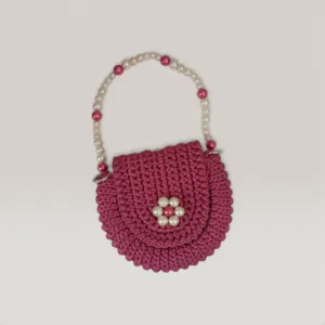 Dark Pink Handmade Crochet Mini Bag for Girls - Small Size
