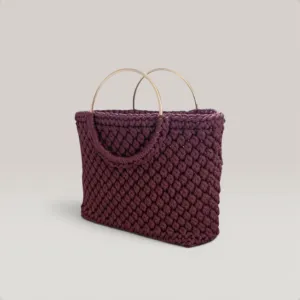 Medium Crochet Basket Bag with Metal Handle - Custom Color