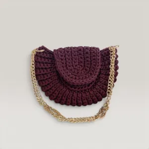 Dark Maroon Handmade Crochet Crossbody Bag - Medium Size