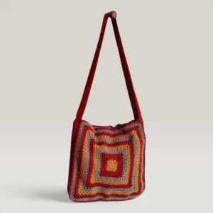 Multicolor Daily Crochet Bag with Lining & Zipper - Turkish Cotton