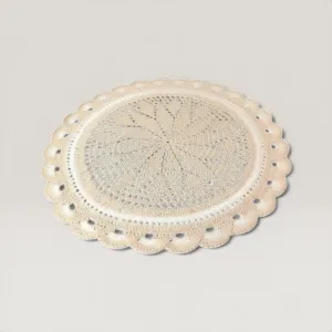 Handmade Crochet Round Placemat & Side Table Mat - Polyester 42 cm