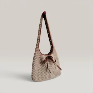 Handmade Crochet Tote Bag with Lining & Magnetic Closure - 28x25 cm