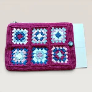 Handmade Crochet Laptop Sleeve - Multi-Color Cotton 36x24x3 cm