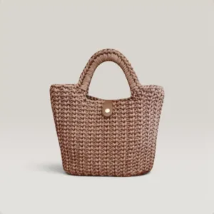 Beige Crochet Everyday Bag - Medium Handmade Daily Use