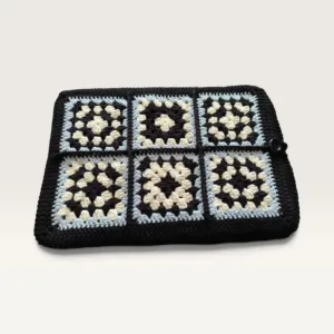Black Cream Handmade Crochet Laptop Sleeve Cover with Custom Size