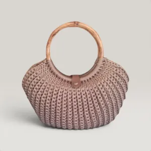 Beige Turkish Crochet Basket Bag - Custom Size & Color Available