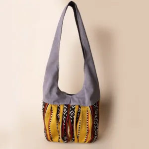 Earth Charcoal Denim Shoulder Hand Bag Heritage Style - 35x30x10 cm