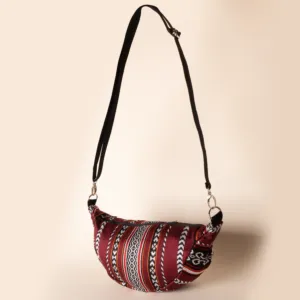 Burgundy Desert Rose Crossbody Bag with Secure Pocket - 25x20x7 cm