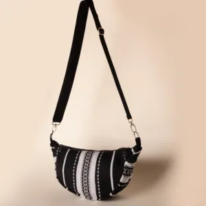 Obsidian Black Heritage Crossbody Bag with Zip Pocket - 25x20x7 cm