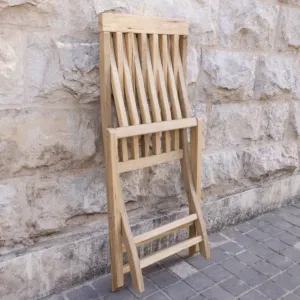Foldable Classic Teak Slatted Wooden Garden Indoor Chair - 55x85x12 cm
