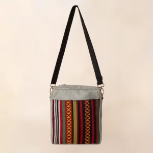 Sunset Magenta Square Cross Bag 25x25 Handmade Canvas Boho - 25x25 cm
