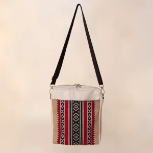 Desert Dusk Square Cross Bag 25x25 Canvas Handmade Minimal - 25x25 cm