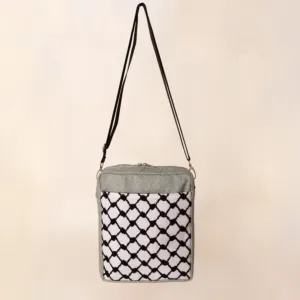 Black White Keffiyeh Square Cross Bag 25x25 Canvas Handmade - 25x25 cm