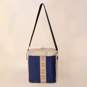 Indigo Heritage Embroidered Square Cross Bag 25x25 Handmade - 25x25 cm