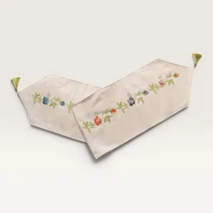 Meadow Blossom Linen Embroidered Table Runner 35x150 cm Handmade