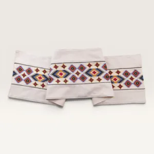 Tribal Geo Heavy Embroidered Linen Table Runner 35x150 cm