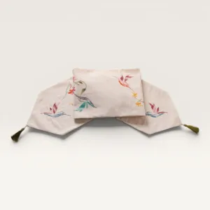 Desert Flora Pastel Embroidered Linen Runner 35x150 cm Handmade