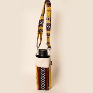 Saffron Water Bottle Carry Bag Cotton Bedouin Travel - 18x10x6 cm