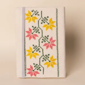 Meadow Garland Embroidered A5 Notebook Cover Handmade DMC