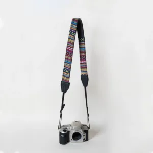 Multicolor Soft Lines Camera Strap Leather Padded Handmade