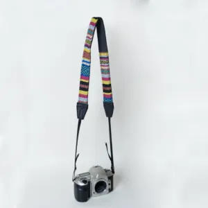 Multicolor Camera Strap Bedouin Textile Leather Padded Handmade