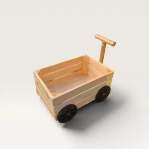 Handmade Multi-Purpose Swedish Wood Storage Cart Beige 30x20cm