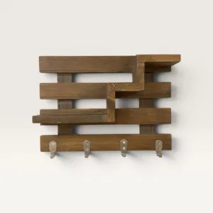Handmade Wooden Key and Coat Holder Natural Wood - 48 cm