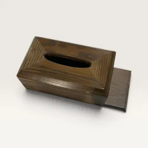Handmade Solid Oak Wood Tissue Box Cover Brown 23.5x11.5cm