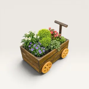 Handmade Multi-Purpose Swedish Wood Storage Cart Brown 30x20cm