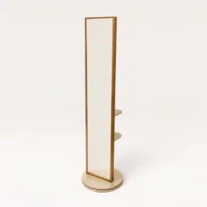 Rotating Full Length Oak Wood Mirror Stand Brown - 32x177x27 cm