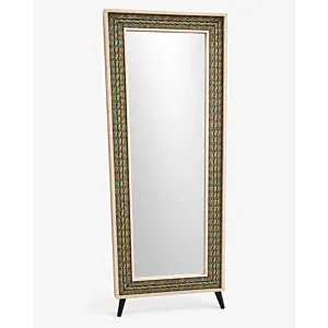 Handmade Mosaic Wood Shoe Cabinet with Full Mirror Gold 155cm