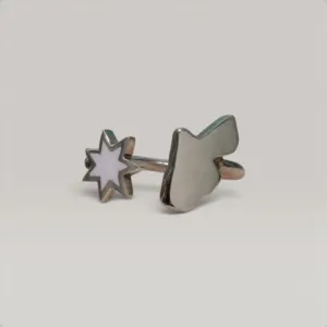 Jordan Map Ring with White Star Accent in 925 Sterling Silver