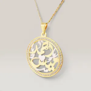 Zircon-Set Circular Pendant Necklace in 925 Sterling Silver