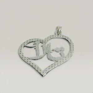 Initial Heart Pendant Necklace with Butterfly in 925 Sterling Silver