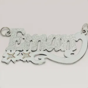 Double Name Necklace with Star Accents in 925 Sterling Silver