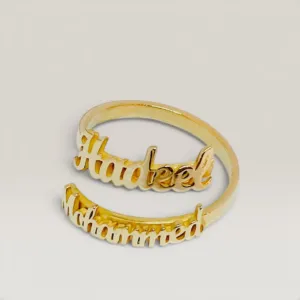 Dual Name Ring in 925 Sterling Silver with Premium Gold Plating