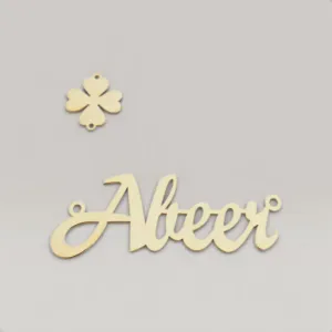 Script Name Necklace with Clover Charm in 925 Sterling Silver